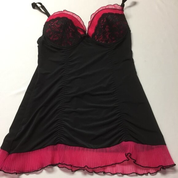 BLACK & Pink Baby Doll Chemise Size Medium - Picture 3 of 9